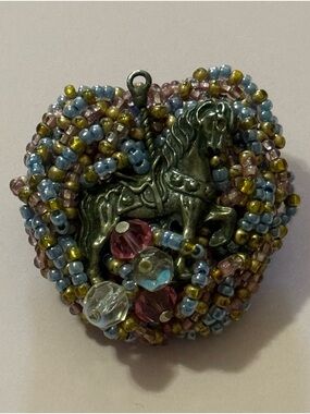 Handmade Beaded Carousel Horse Pendant in Multicolor